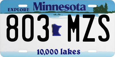 MN license plate 803MZS