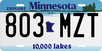 MN license plate 803MZT