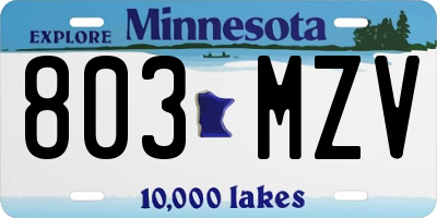 MN license plate 803MZV