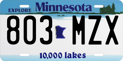 MN license plate 803MZX