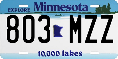 MN license plate 803MZZ