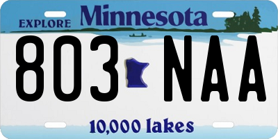 MN license plate 803NAA