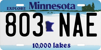 MN license plate 803NAE