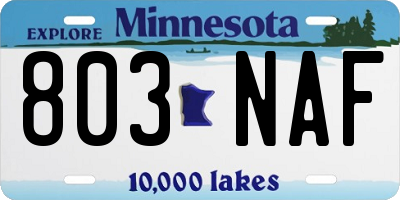 MN license plate 803NAF
