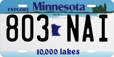 MN license plate 803NAI