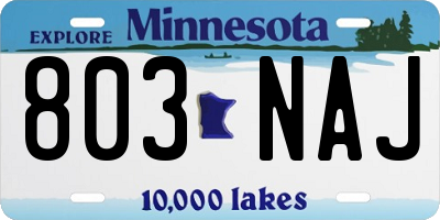 MN license plate 803NAJ