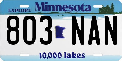 MN license plate 803NAN