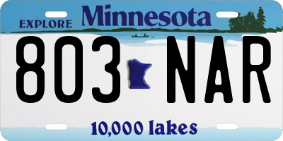MN license plate 803NAR