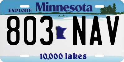 MN license plate 803NAV