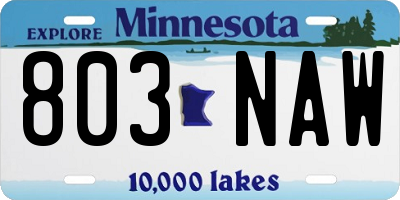 MN license plate 803NAW