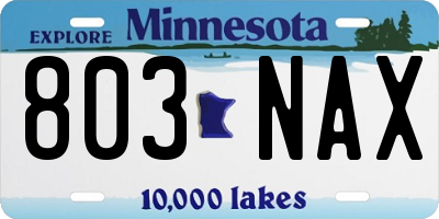 MN license plate 803NAX