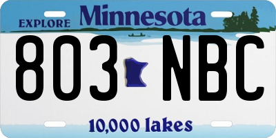 MN license plate 803NBC