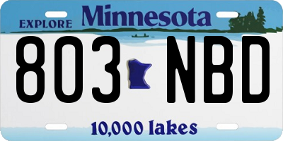 MN license plate 803NBD