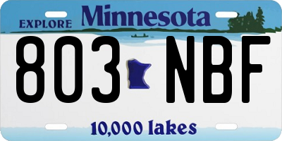 MN license plate 803NBF