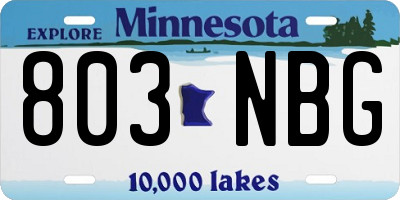 MN license plate 803NBG