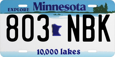 MN license plate 803NBK