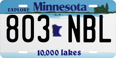 MN license plate 803NBL