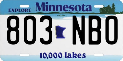 MN license plate 803NBO