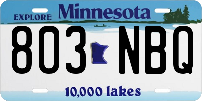 MN license plate 803NBQ