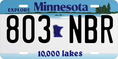 MN license plate 803NBR