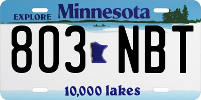 MN license plate 803NBT
