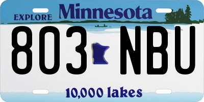 MN license plate 803NBU