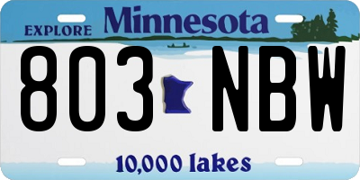 MN license plate 803NBW