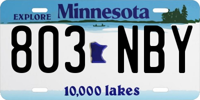 MN license plate 803NBY