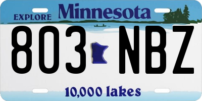 MN license plate 803NBZ