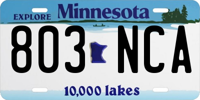 MN license plate 803NCA