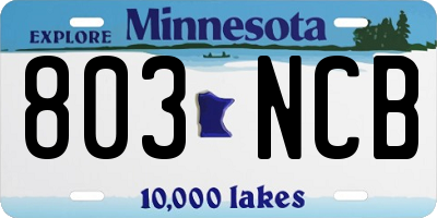 MN license plate 803NCB