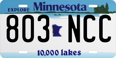 MN license plate 803NCC
