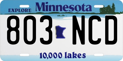 MN license plate 803NCD