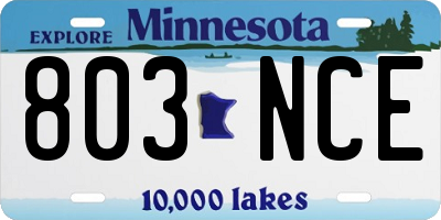 MN license plate 803NCE