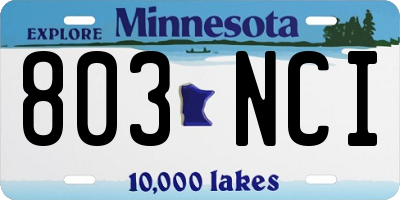 MN license plate 803NCI