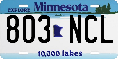MN license plate 803NCL