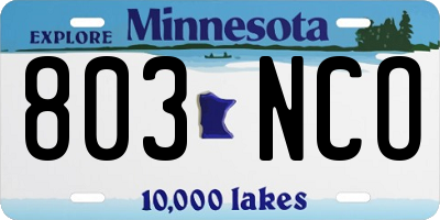 MN license plate 803NCO