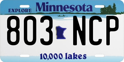 MN license plate 803NCP