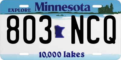 MN license plate 803NCQ