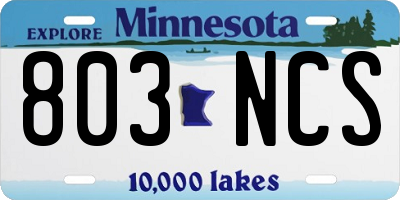 MN license plate 803NCS