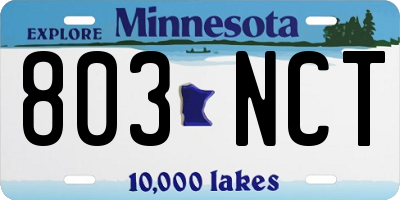 MN license plate 803NCT