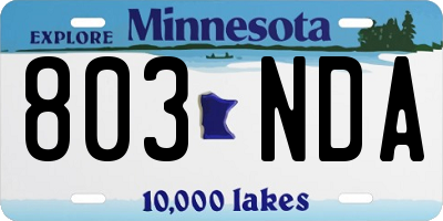 MN license plate 803NDA
