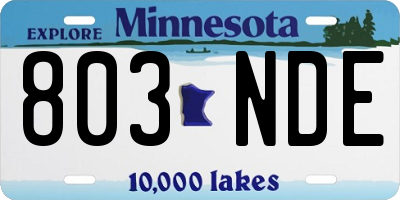 MN license plate 803NDE
