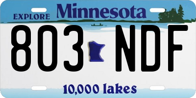 MN license plate 803NDF