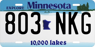 MN license plate 803NKG