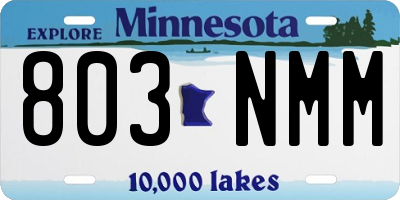 MN license plate 803NMM