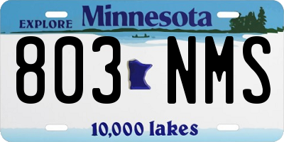 MN license plate 803NMS