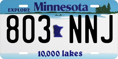 MN license plate 803NNJ