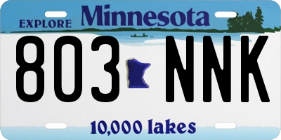 MN license plate 803NNK
