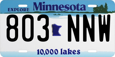 MN license plate 803NNW